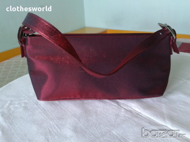 Елегантна дамска чанта във вишнев цвят, снимка 6 - Чанти - 11695119