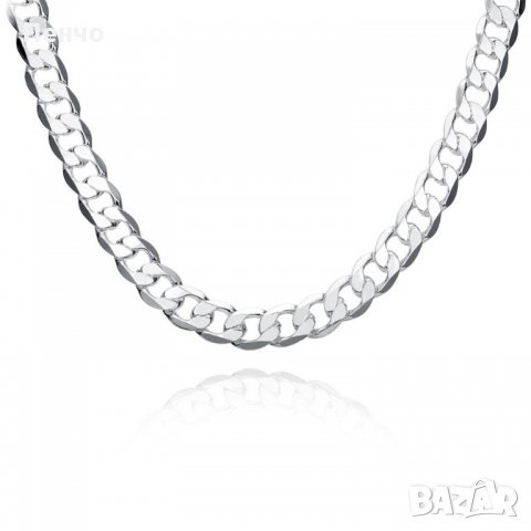 Сребърен ланец посребрен ланче колие сребърна бижутерия ширина 6 мм 51 см дължина, снимка 9 - Колиета, медальони, синджири - 21530419