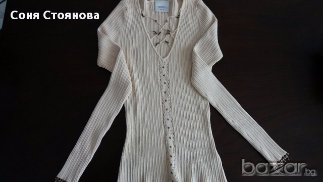 Дамска блуза с дълъг ръкав, фино плетиво, бежова Некст 12 +, снимка 2 - Блузи с дълъг ръкав и пуловери - 17976252