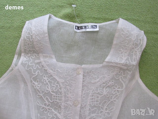 Дамска бяла блуза без ръкав от шифон размер М, снимка 2 - Туники - 21887844