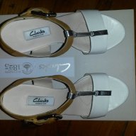 Сандали Clarks Orleans White&Brown Wedge Leather Sandals, снимка 8 - Сандали - 12407534