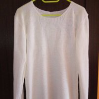 бяла блуза машино плетиво, снимка 1 - Блузи с дълъг ръкав и пуловери - 19960942