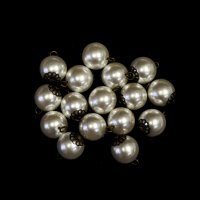 Бели перли с метален обков , снимка 2 - Сватбени аксесоари - 23781916