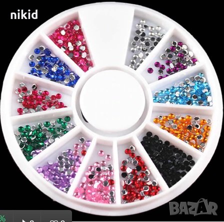 3D кръгчета цветни камъчета декорация за нокти маникюр в кутия, снимка 1