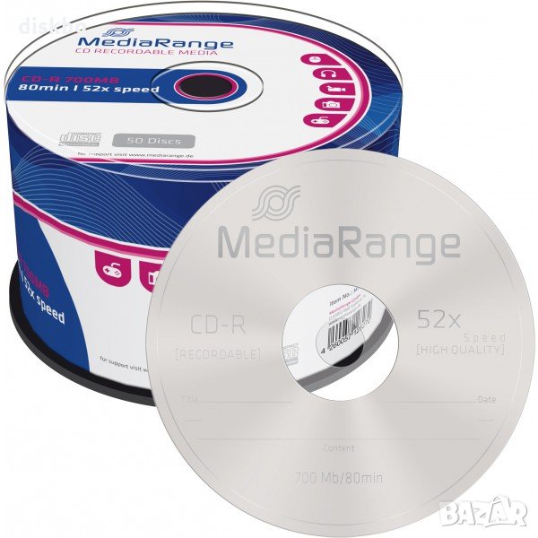 CD-R MediaRange 700MB, 52x - празни дискове , снимка 1