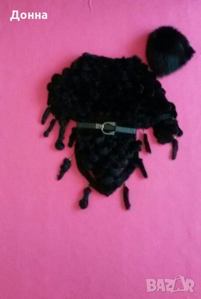 Луксозно дамско пончо естествен черен косъм , снимка 1