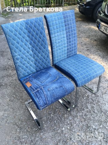Дънкови кресла / Ръчно изработена дамаска , снимка 4 - Дивани и мека мебел - 22317721
