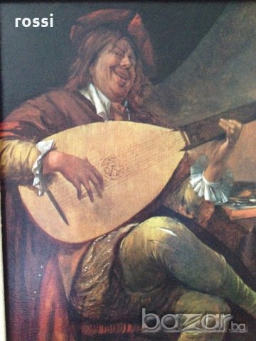 Jan Steen автопортрет(1626-1679) - стара картина репродукция/ Белгия  , снимка 4 - Колекции - 19525875