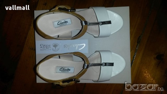Сандали Clarks Orleans White&Brown Wedge Leather Sandals, снимка 8 - Сандали - 12407534