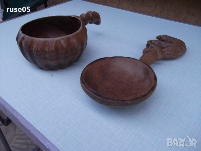 Лъжица и канчок дървени комплект, снимка 3 - Други ценни предмети - 26007170