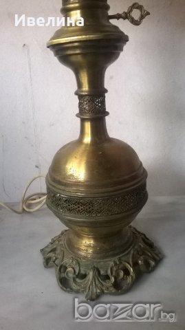 стара нощна лампа от месинг, снимка 5 - Настолни лампи - 17990041
