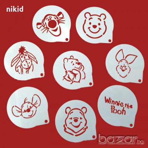 8 бр winnie the pooh Мечо Пух и приятели шаблон шаблони стенсили спрей за кафе торта украса стенсил