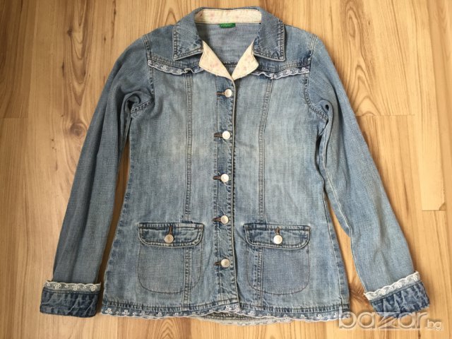 Детско дънково яке BENETTON оригинално, размер XL/12, снимка 5 - Детски якета и елеци - 11118445