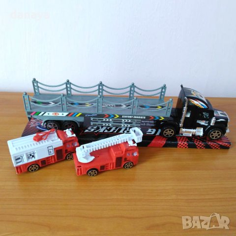 Детски автовоз с две пожарни играчка за момче 43см, снимка 2 - Коли, камиони, мотори, писти - 23576715