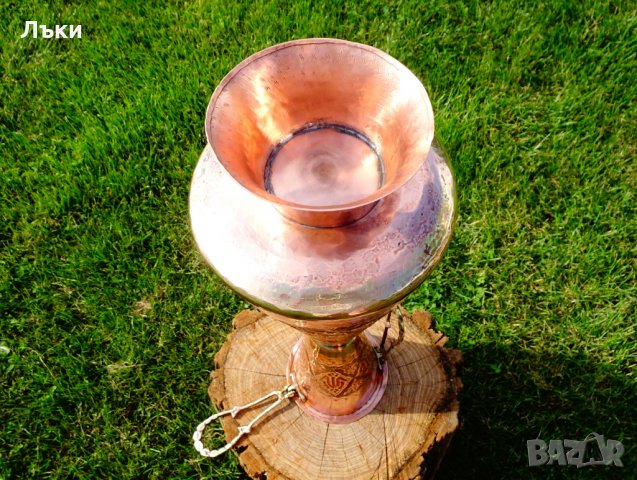 Персийска медна кана,ваза Isfahan Qalamzani 53 см., снимка 3 - Антикварни и старинни предмети - 25549943