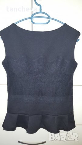 Черен топ с дантела - S, снимка 3 - Корсети, бюстиета, топове - 22793012