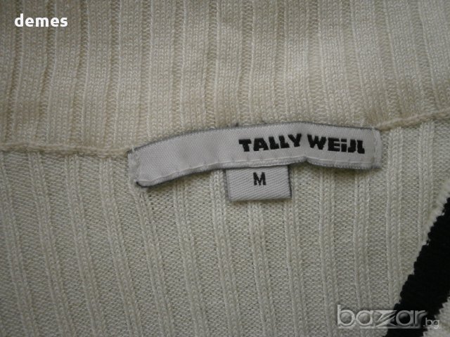  Машинно плетена бяла блуза T A L L Y W E I J L, нова, размер М, снимка 2 - Блузи с дълъг ръкав и пуловери - 9936232