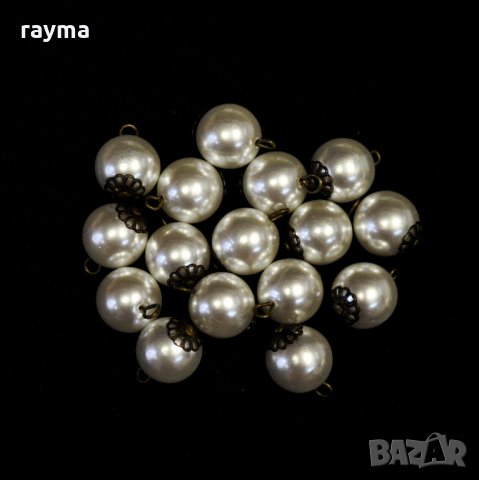 Бели перли с метален обков , снимка 2 - Сватбени аксесоари - 23781916