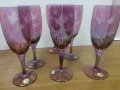  кристални чаши за вино цветно стъкло гравирани, снимка 1 - Антикварни и старинни предмети - 22458362