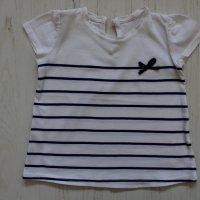 Лятна блузка с къс ръкав/бяло и синьо райе, снимка 1 - Бебешки блузки - 25488556