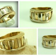 златен пръстен ЖЪЛТО И БЯЛО злато 4.01 грама/ размер №57, снимка 1 - Пръстени - 11214586