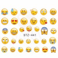 STZ-441 смайли усмивки иконки Emoji  татос ваденки водни стикери за нокти маникюр, снимка 1 - Продукти за маникюр - 18814009