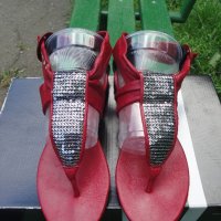 Червени кожени дамски сандали "Ingiliz" / "Ингилиз" (Пещера), естествена кожа, летни обувки, чехли, снимка 3 - Сандали - 7608732