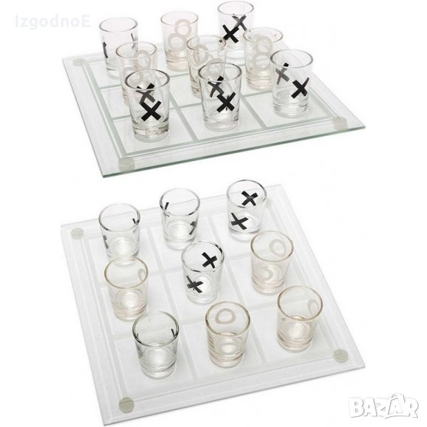 Комплект стъклен Морски шах с 9 броя стъклени шотове, снимка 1