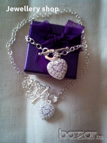 Сребърен комплект гривна и колие Проба 925, код 0716, снимка 4 - Бижутерийни комплекти - 9304396