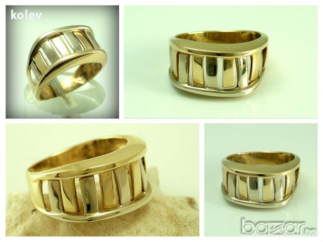 златен пръстен ЖЪЛТО И БЯЛО злато 4.01 грама/ размер №57, снимка 1 - Пръстени - 11214586