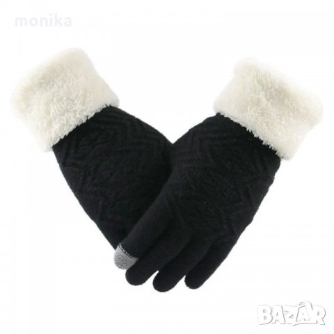 Дамски зимни екранни ръкавици Елегантни пълен пръст, снимка 4 - Шапки - 23385636