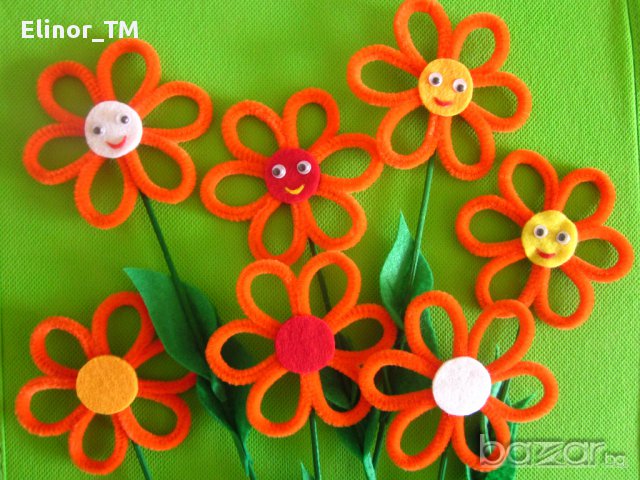 Цветя от плюшени пръчки, снимка 3 - Други - 9679579