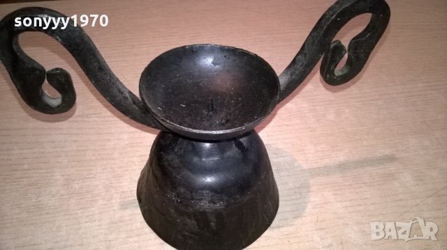 метален свещник-ковано желязо-21х16х12см, снимка 2 - Колекции - 22762497