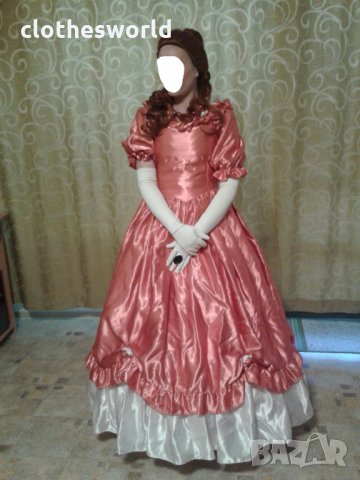 Бална рокля във викториански стил в розово и бяло, снимка 12 - Рокли - 11690524