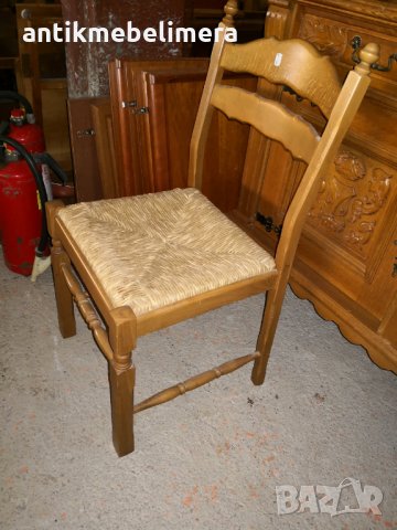 Масивен стол с ратанова седалка - внос от Европа, снимка 2 - Столове - 22378272