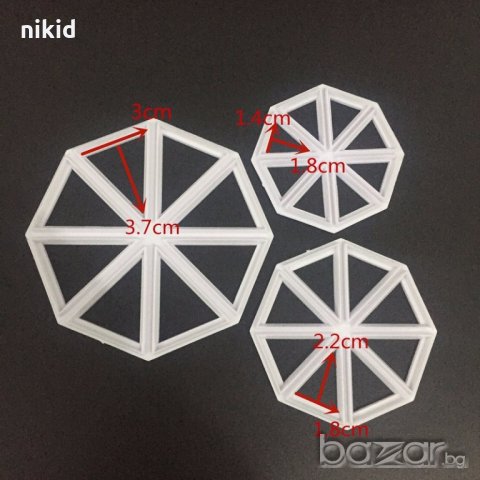 3 бр триъгълници в осмоъгълник за флаг знаме  пластмасови резци форми за бисквитки тесто фондан , снимка 2 - Форми - 19373441