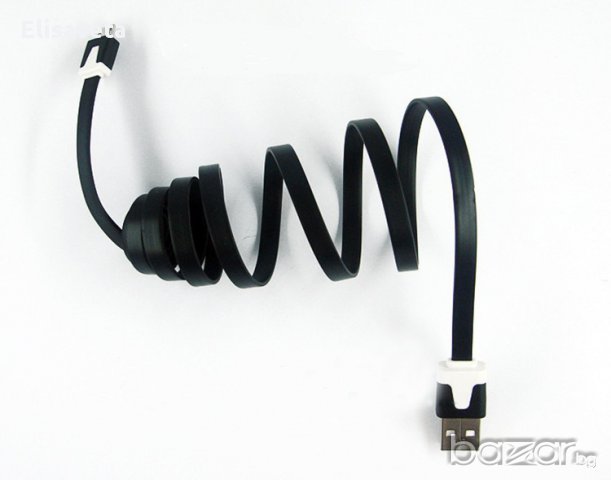 Цветен плосък Micro USB – USB кабел., снимка 3 - USB кабели - 11289647