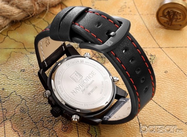 Стилен мъжки часовник NAVIFORCE с аналогов и дигитален LCD дисплей – Черен, снимка 5 - Мъжки - 21151651