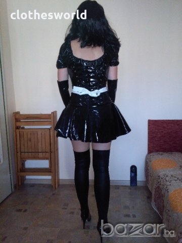 Уникална лачена рокля прислужница, камериерка с аксесоари, снимка 3 - Рокли - 13868367