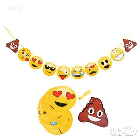 Еможи Emoji имотикони емотикони смайли  Парти Гирлянд Банер Флаг