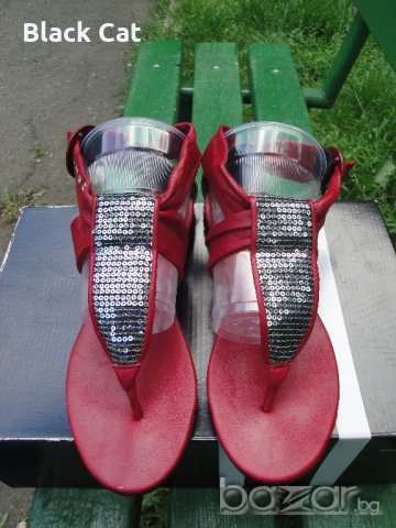 Червени кожени дамски сандали "Ingiliz" / "Ингилиз" (Пещера), естествена кожа, летни обувки, чехли, снимка 3 - Сандали - 7608732
