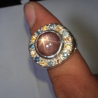 Сребърен пръстен със сапфири, снимка 5 - Пръстени - 18977006