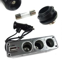 Зарядно за автомобил с 3 входа и USB 12v/24v , снимка 2 - Аксесоари и консумативи - 23722328