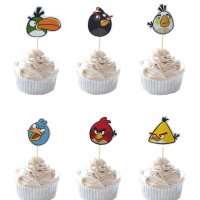 Angry Birds енгри бърдс 12 бр топери клечки за мъфини декорация и украса, снимка 2 - Други - 23132188