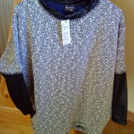 пуловер  меланш с кожени маншети, снимка 1 - Блузи с дълъг ръкав и пуловери - 17366980
