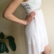 ефирна рокля удължена отзад в бяло, снимка 3 - Рокли - 14382206