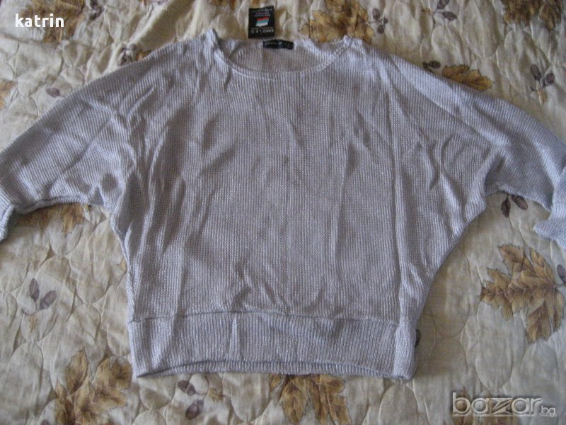 Нова сребриста блузка с прилеп ръкав, снимка 1