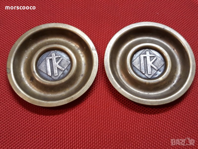 Две царски чинийки с монограм и сребърни вложки, снимка 1