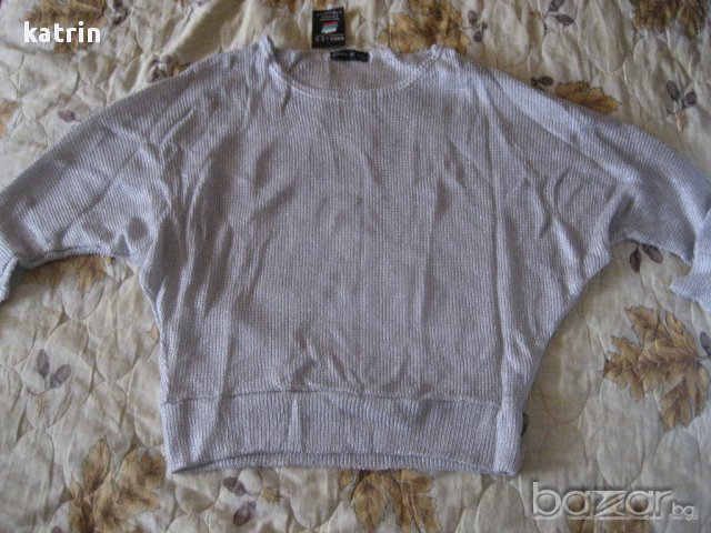 Нова сребриста блузка с прилеп ръкав, снимка 1