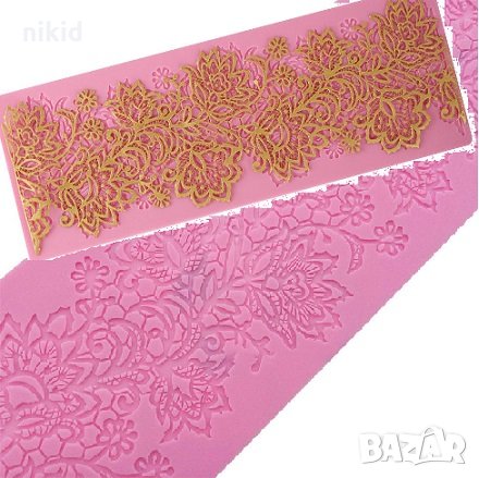 Остри цветя голяма широка висока захарна дантела борд силиконов молд форма гъмпейст торта, снимка 2 - Форми - 25784924